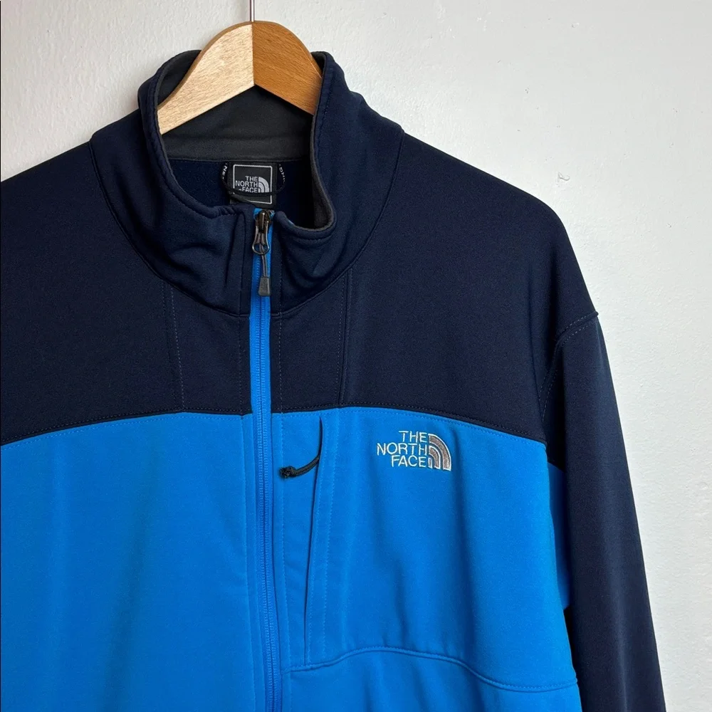 The North Face Men’s Softshell Fleece Lined Jacket Blue Color Block Full Zip XXL